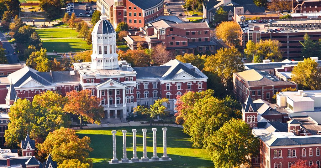 Aerial view of MU campus