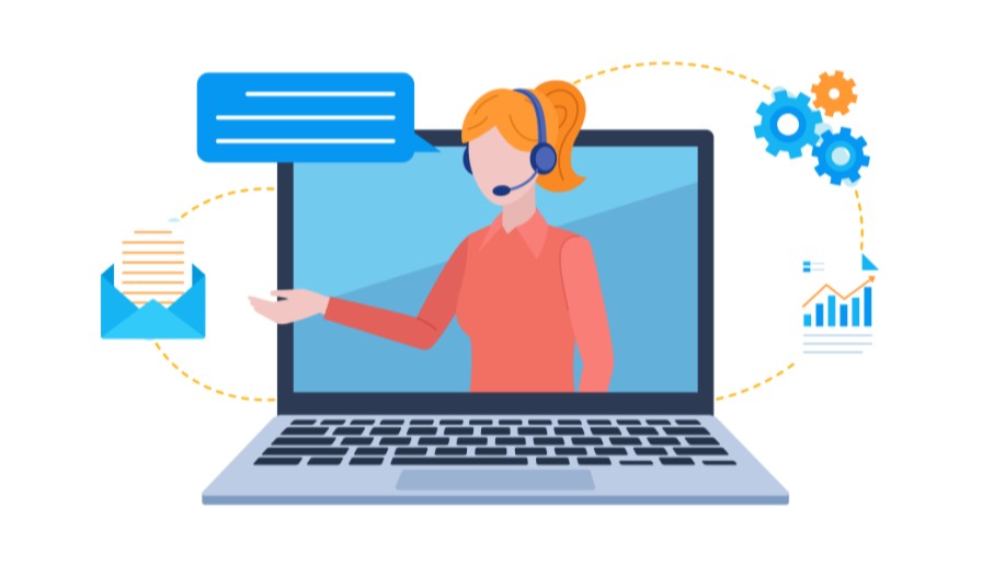 Stylized customer service representative icon